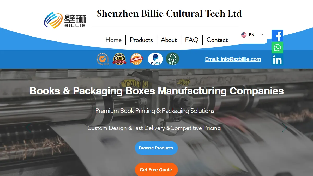 Shenzhen Billie official website homepage for book manufacturing in China