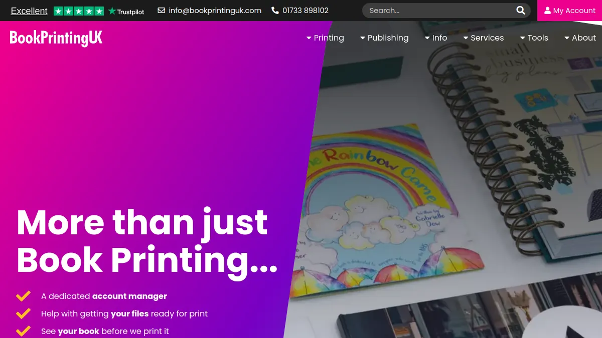 Book Printing UK official website homepage for book manufacturing in UK