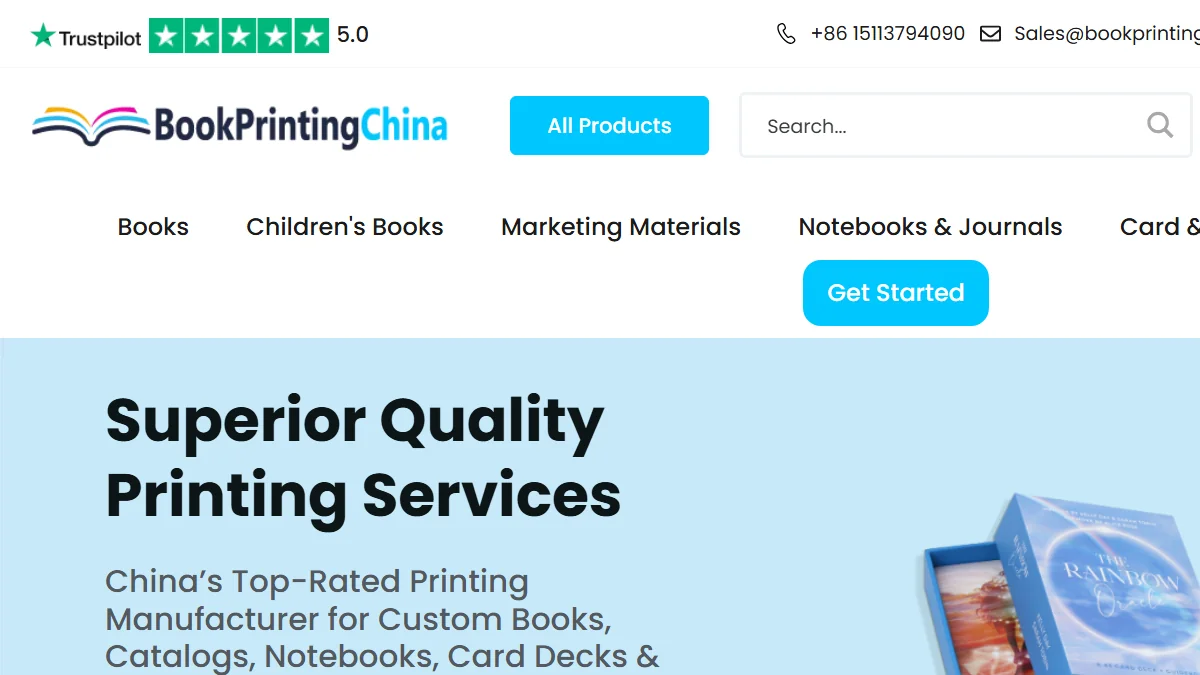 BookPrintingChina official website homepage for book manufacturing in China