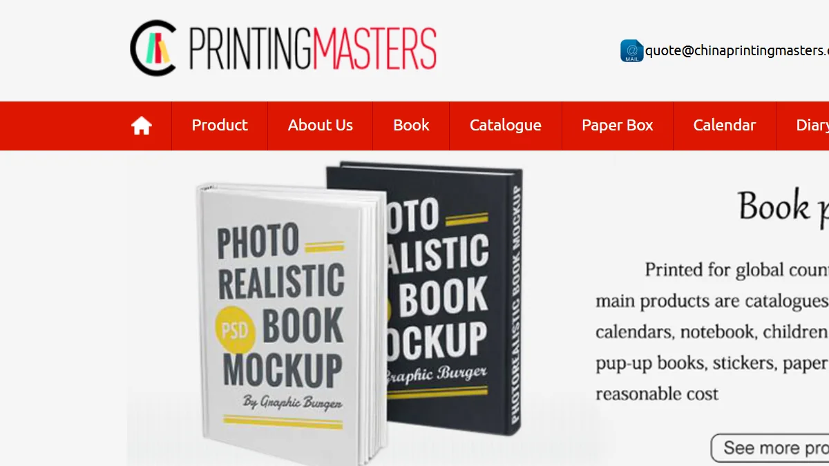 China Printing Masters official website homepage for book manufacturing in China