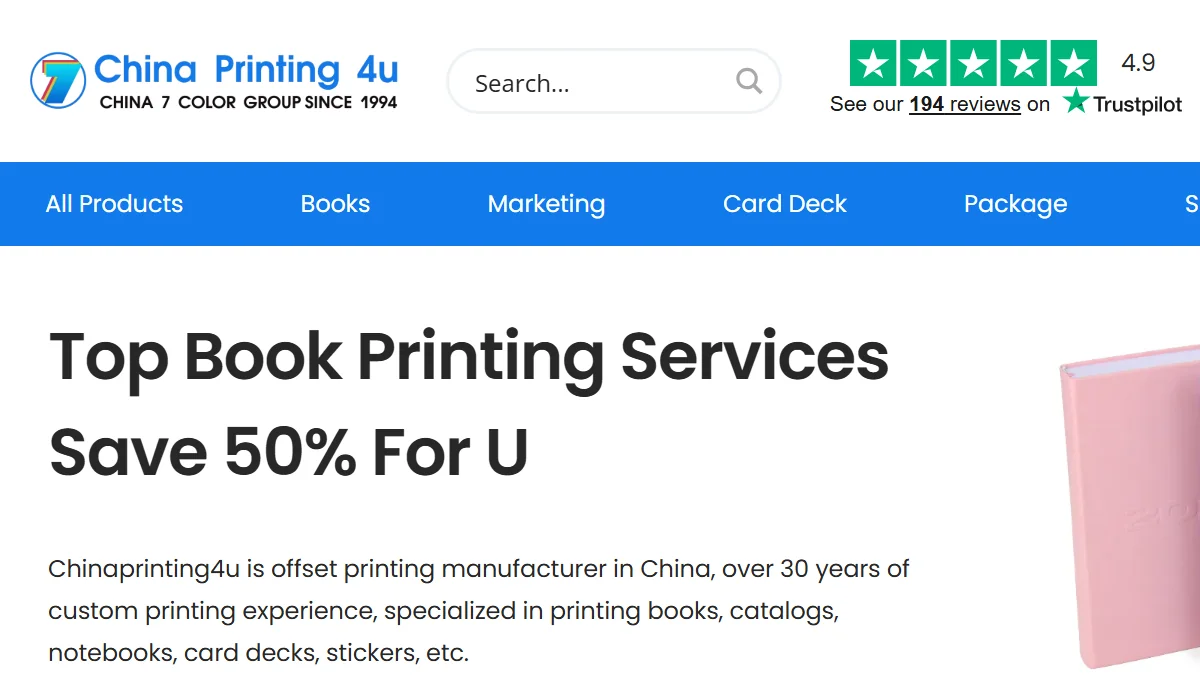 ChinaPrinting4U official website homepage for book printing in China