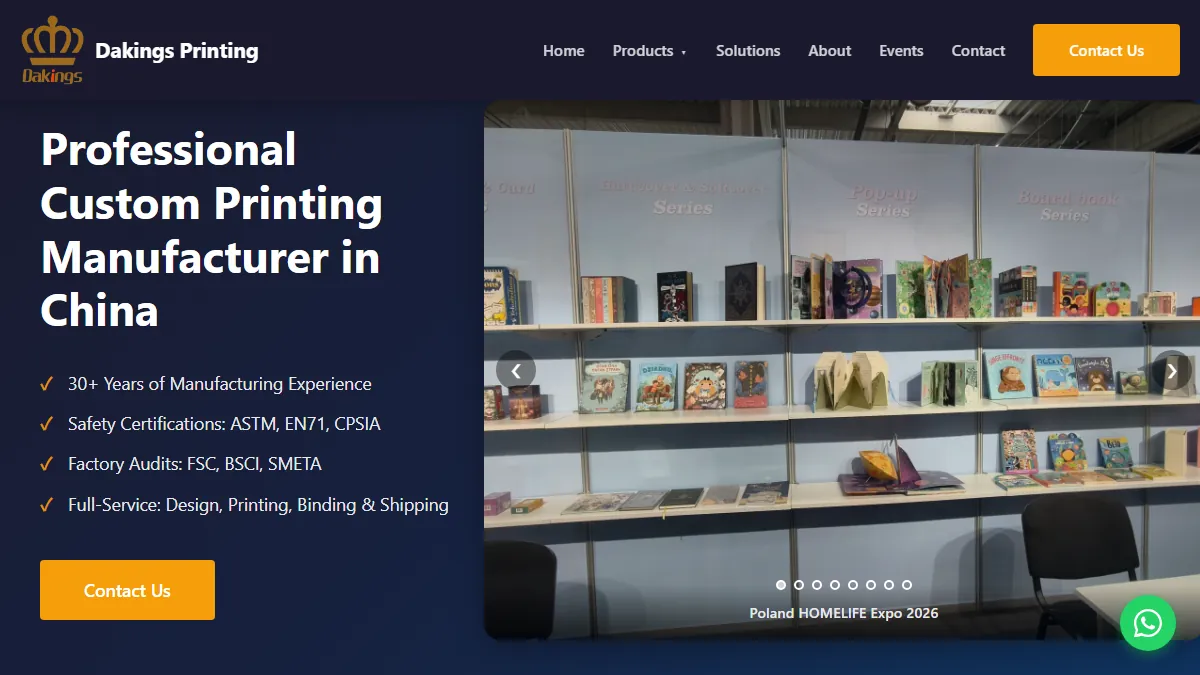 Dakings Printing official website homepage for book manufacturing in China