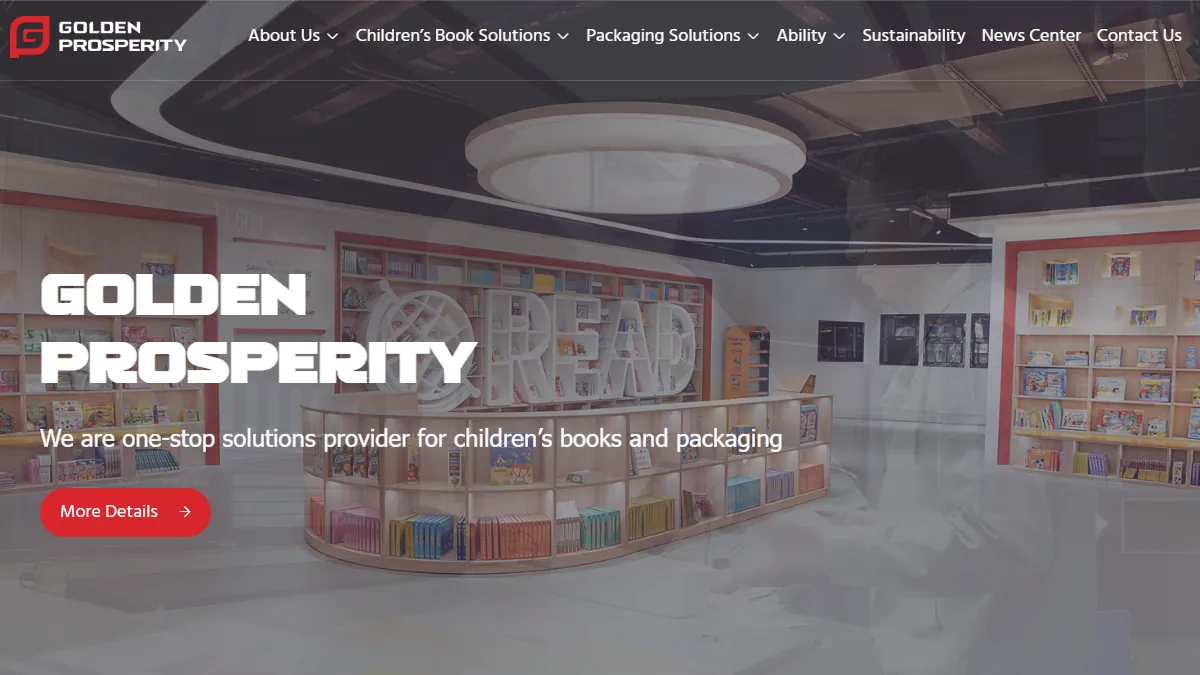 Golden Prosperity official website homepage for book manufacturing in China