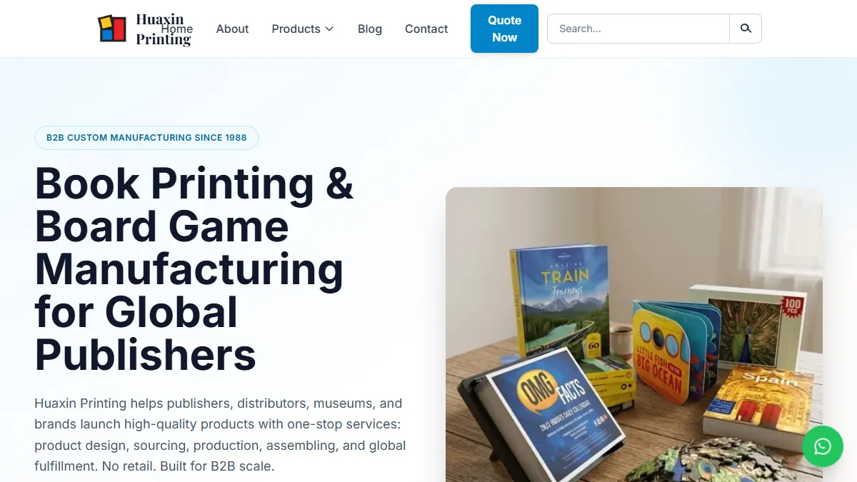 Huaxin Printing official website homepage for book manufacturing in China
