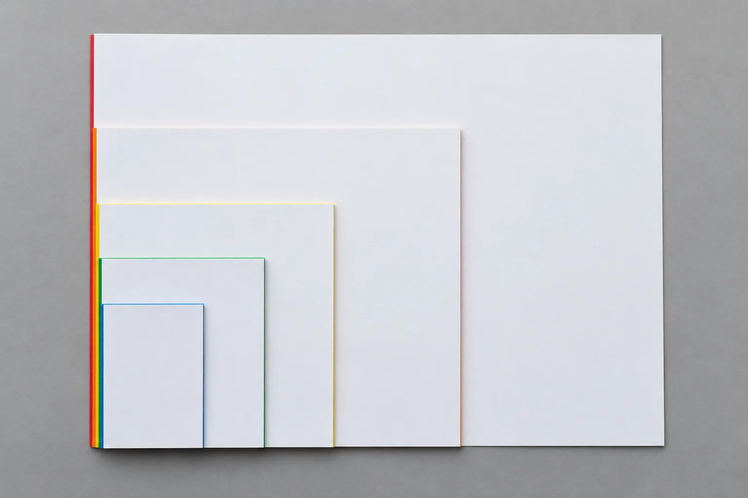 Standard printer paper size progression from larger to smaller ISO A-series sheets