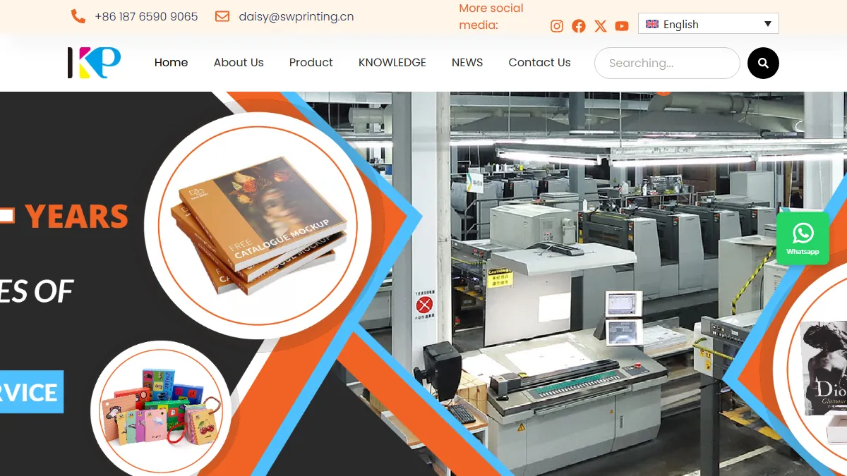 KP Printed official website homepage for book manufacturing in China