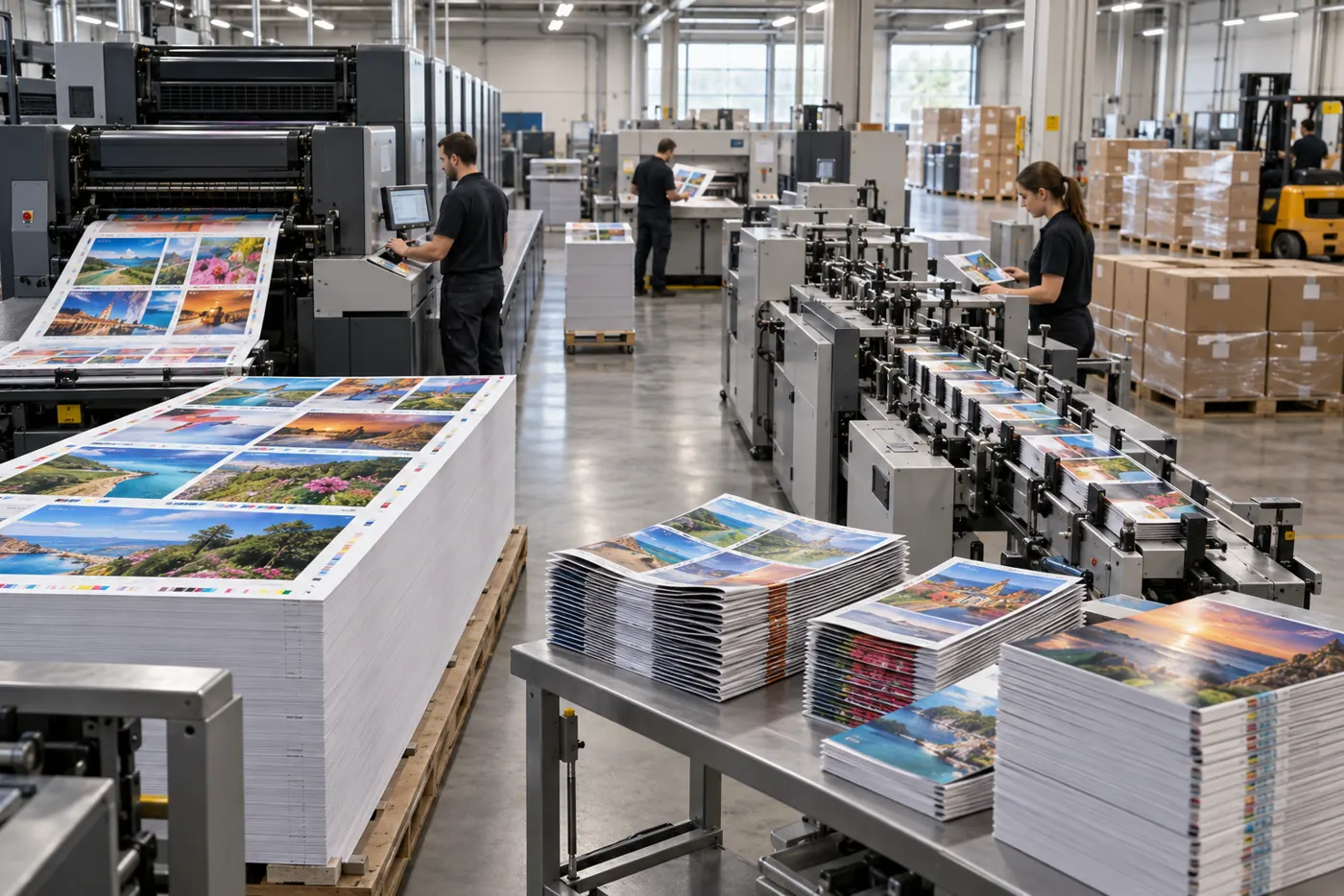 Commercial offset magazine printing, binding and packed production workflow