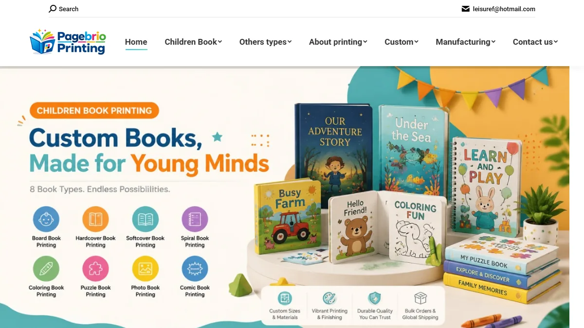 Pagebrio Printing official website homepage for book manufacturing in China