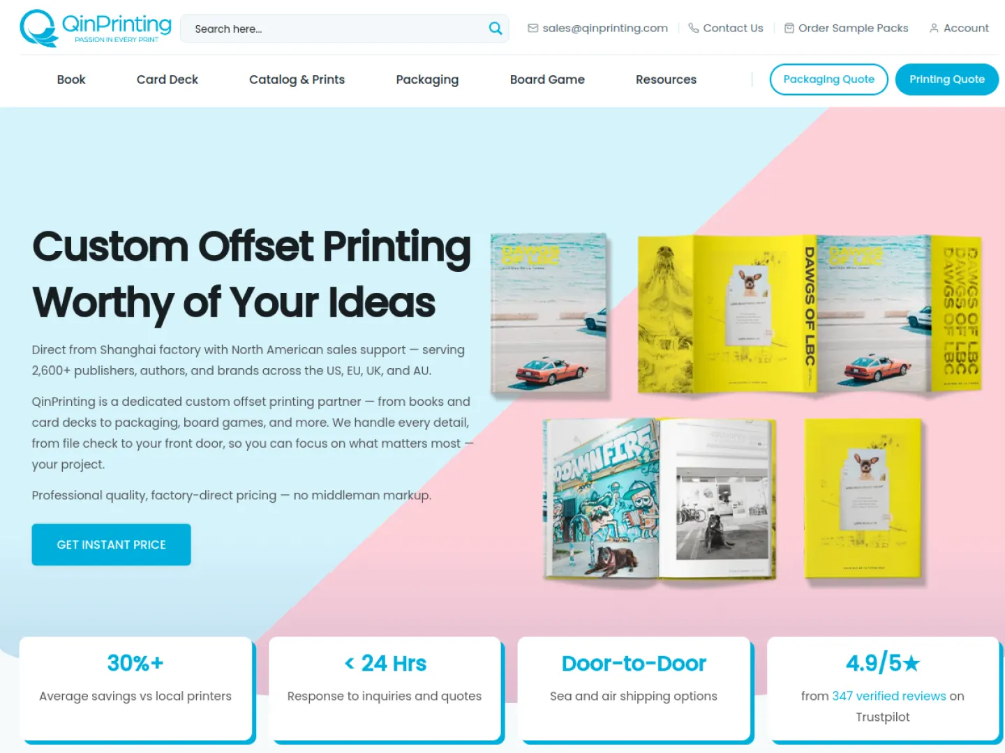 QinPrinting official website homepage for book manufacturing in China