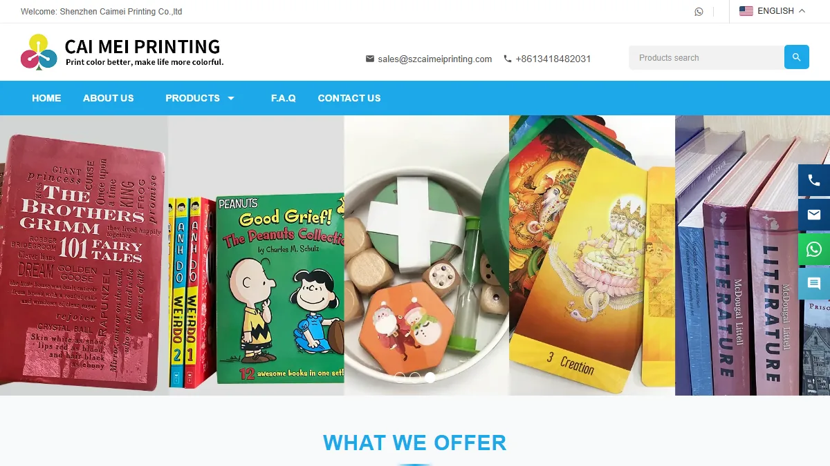 Shenzhen Caimei Printing official website homepage for book manufacturing in China