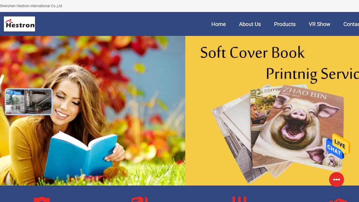 Shenzhen Hestron International official website homepage for book manufacturing in China