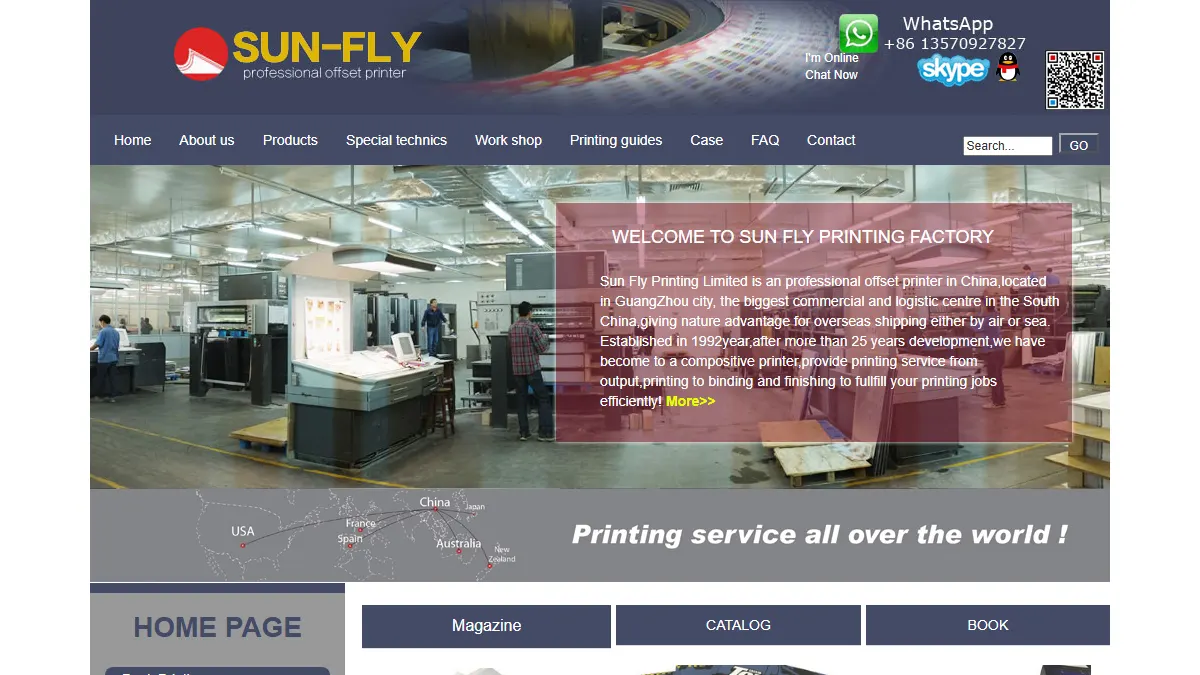 Sun Fly Printing official website homepage for book manufacturing in China