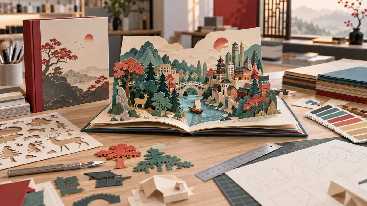 Step-by-step pop-up book manufacturing process in China