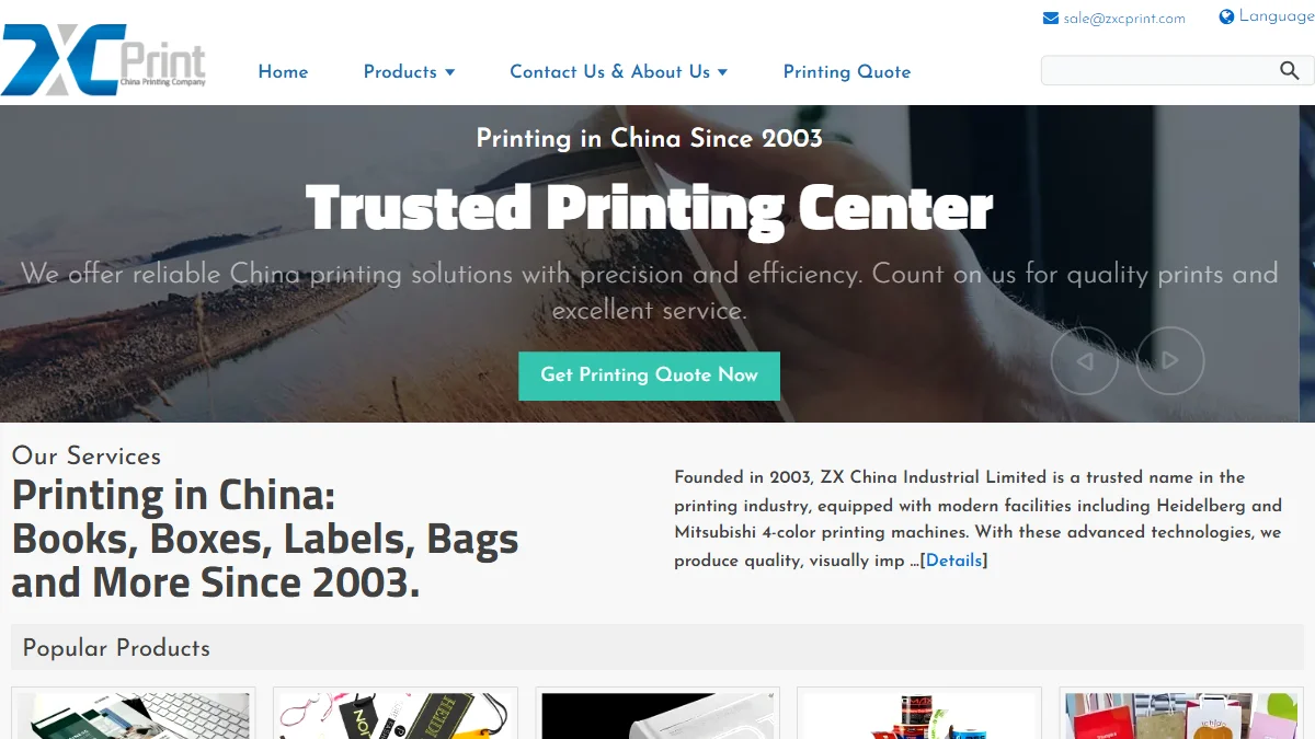 ZXC Print official website homepage for yearbook printing in China