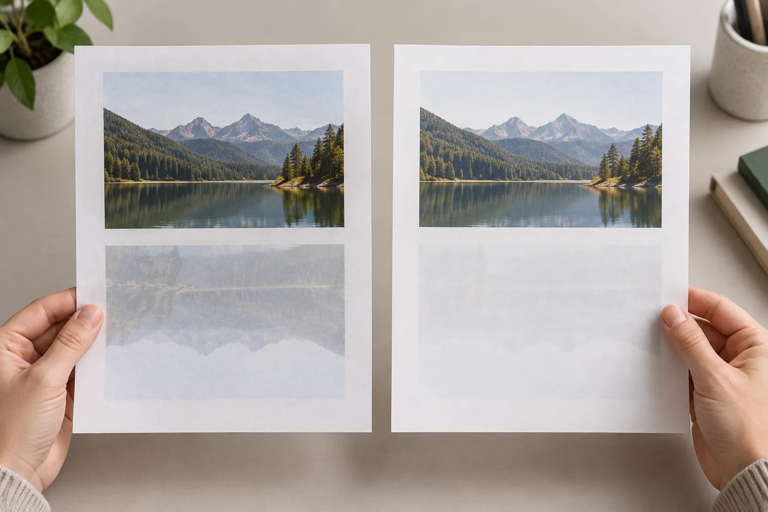 Conceptual comparison of show-through on printed paper samples