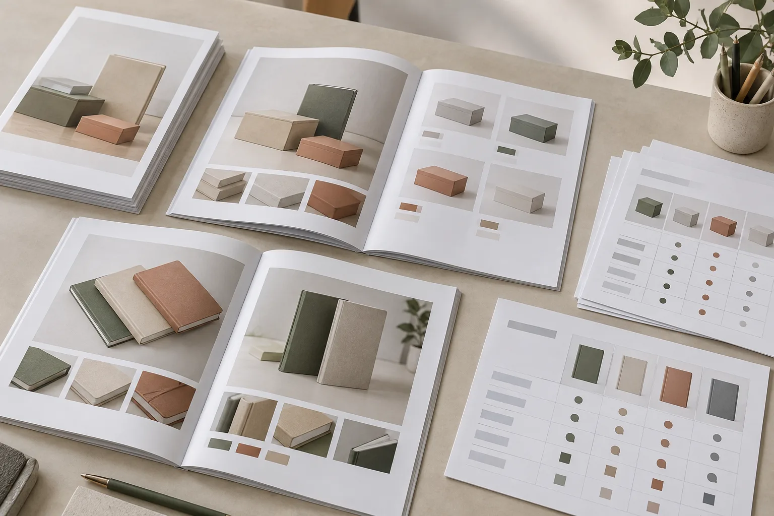 Catalogue printing product comparison page layouts