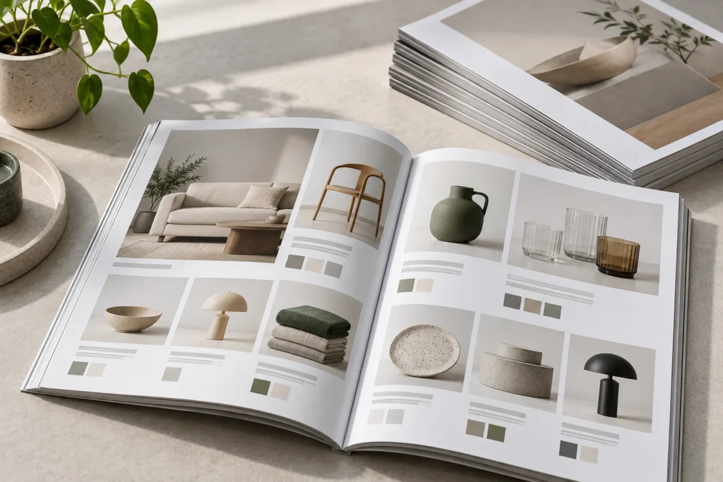 Wholesale catalogue printing book with product grid layouts