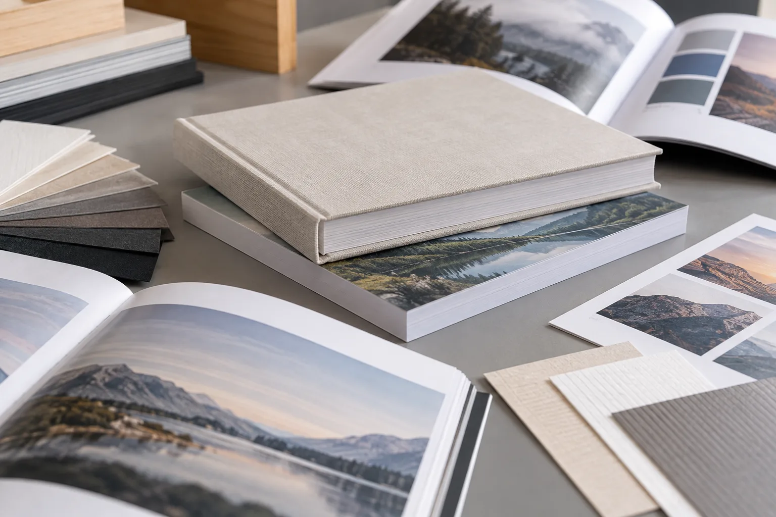 Book samples and paper materials for evaluating a book printer